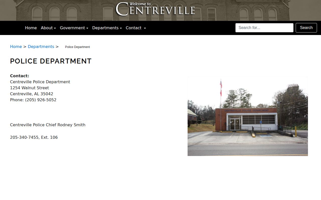 Centreville Police Department official page for Centreville arrest records