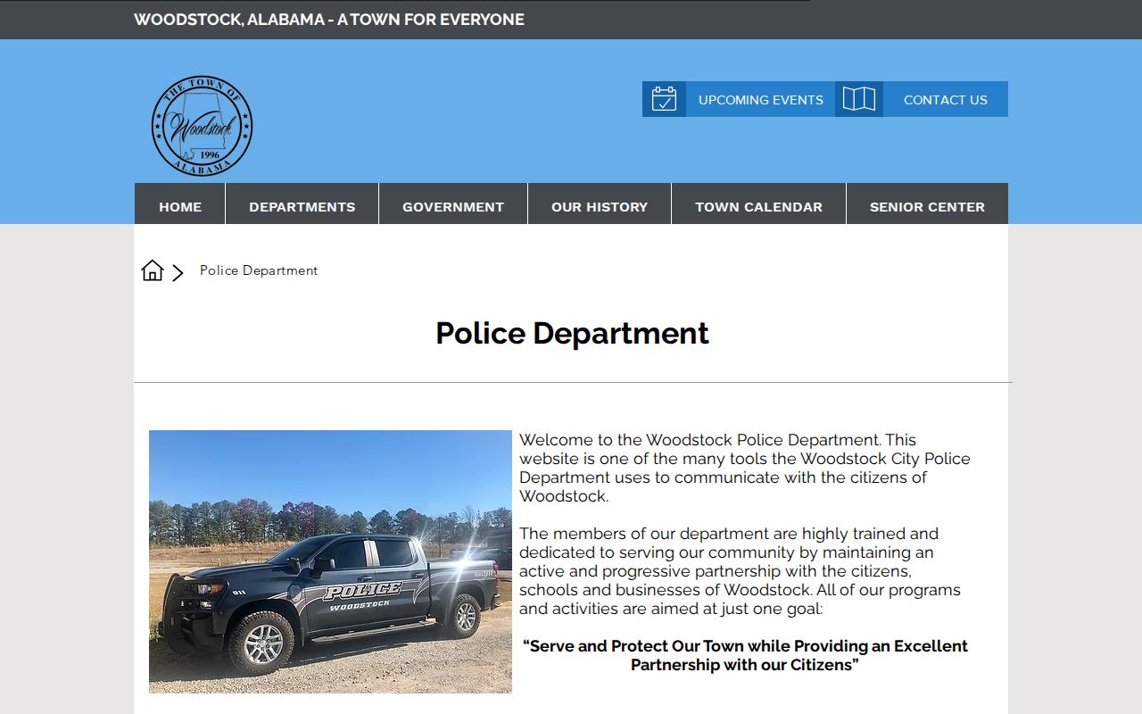 Woodstock Police Department official page for Woodstock arrest records